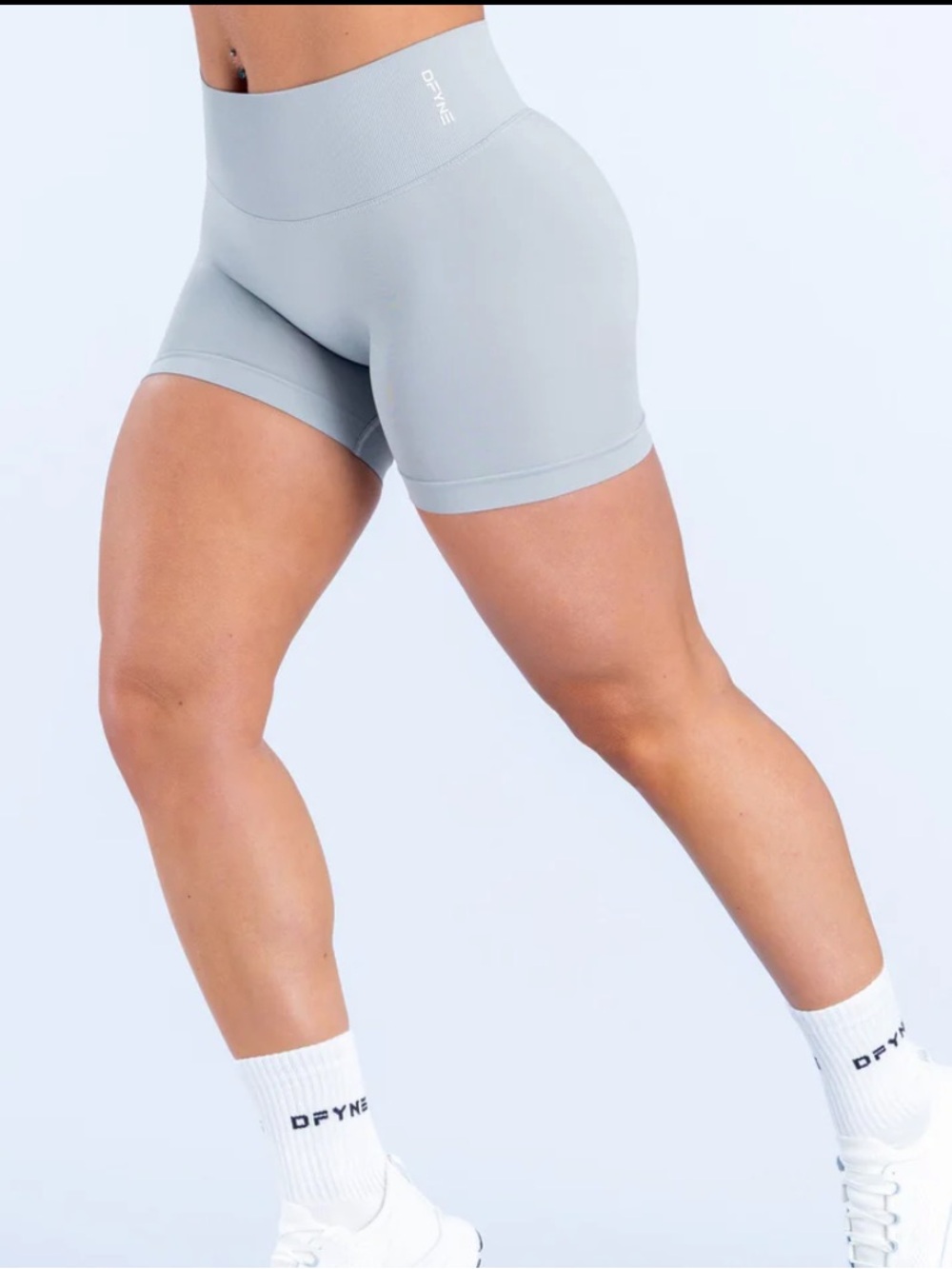 DFYNE High-Waist Scrunch back Biker Shorts - chrome
